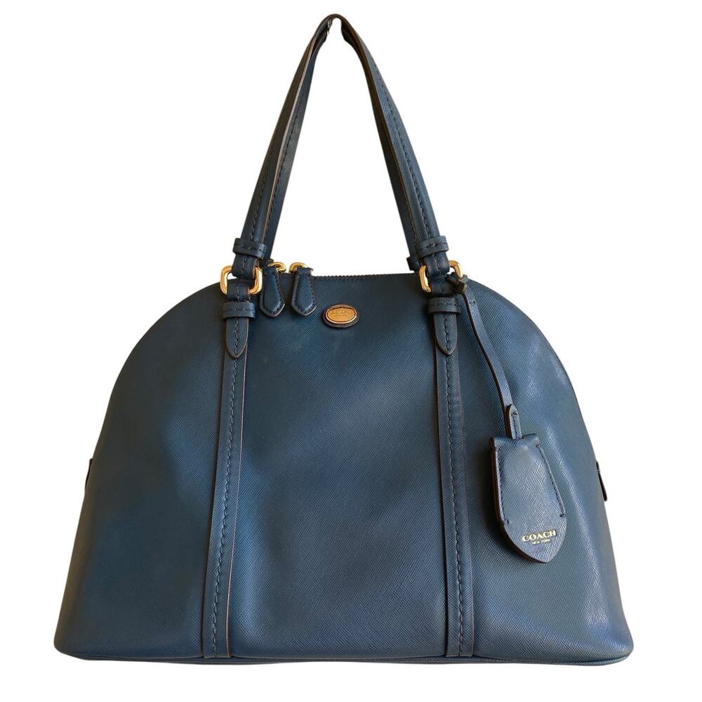 Coach F25671 Peyton Cora Domed Satchel Teal Green Leather Handbag (Strap READ)